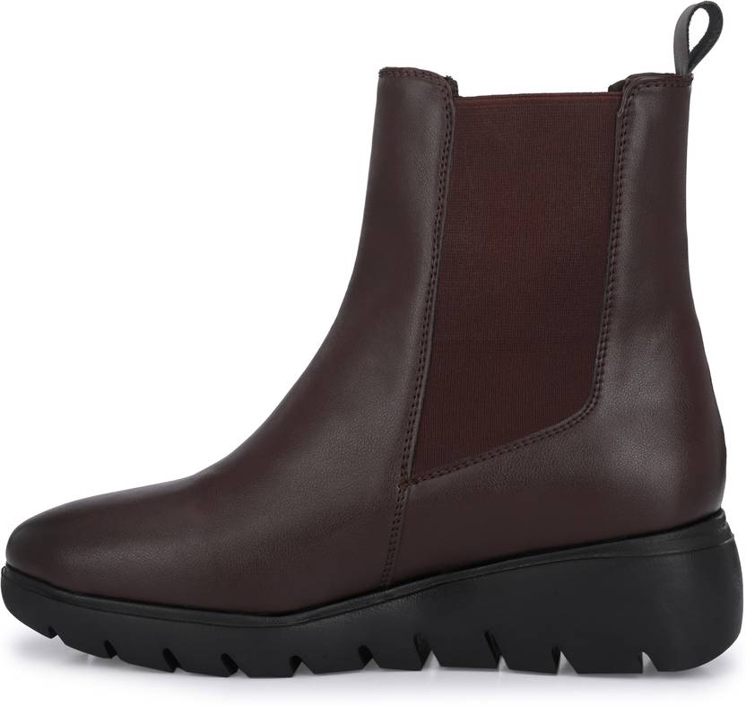 mid heel, light weight Boots For Women  (Brown)