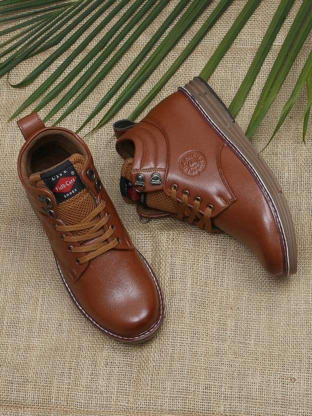 Men's Casual Comfort Fashion Mid-Top Hiking Trekking Non Slippery Boots For Boys Outdoors For Men  (Tan)