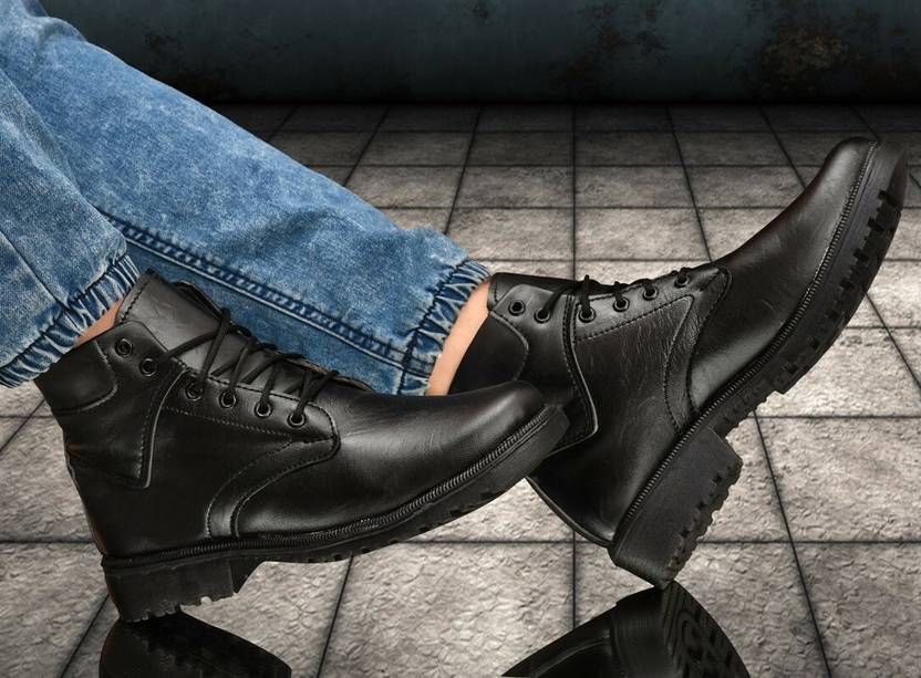 Casual Outdoor Boots For Men Boots For Men  (Black)