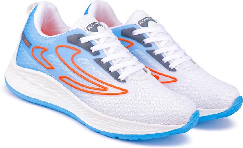 NOBELITE Premium Sports ,Gym, Trending, Stylish Running Shoes For Men (White, Blue , 9)
