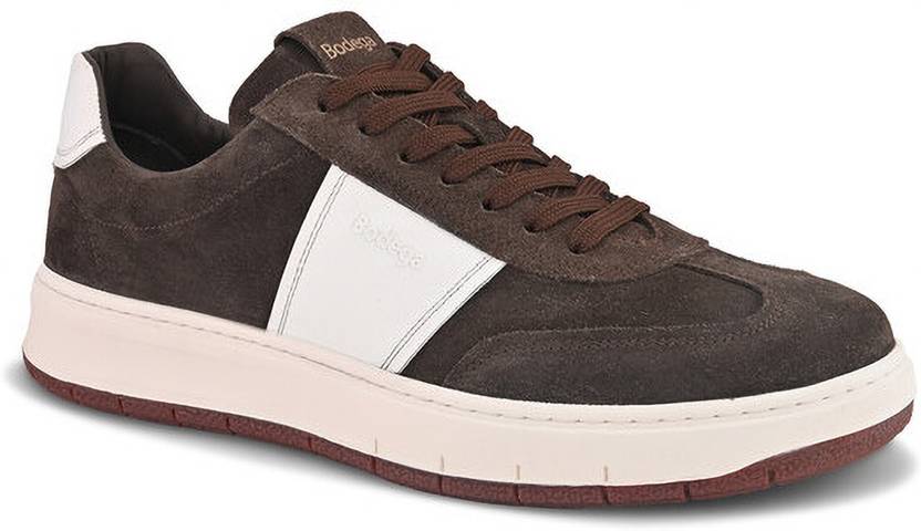 Bodega Premium Stylish Real Leather Lace Up Casual Sneakers For Men (Brown & White) Sneakers For Men