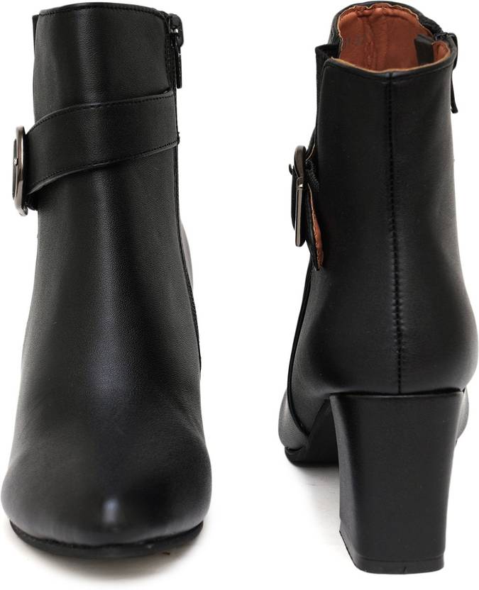 Block Heeled Ankle Boots Boots For Women  (Black)
