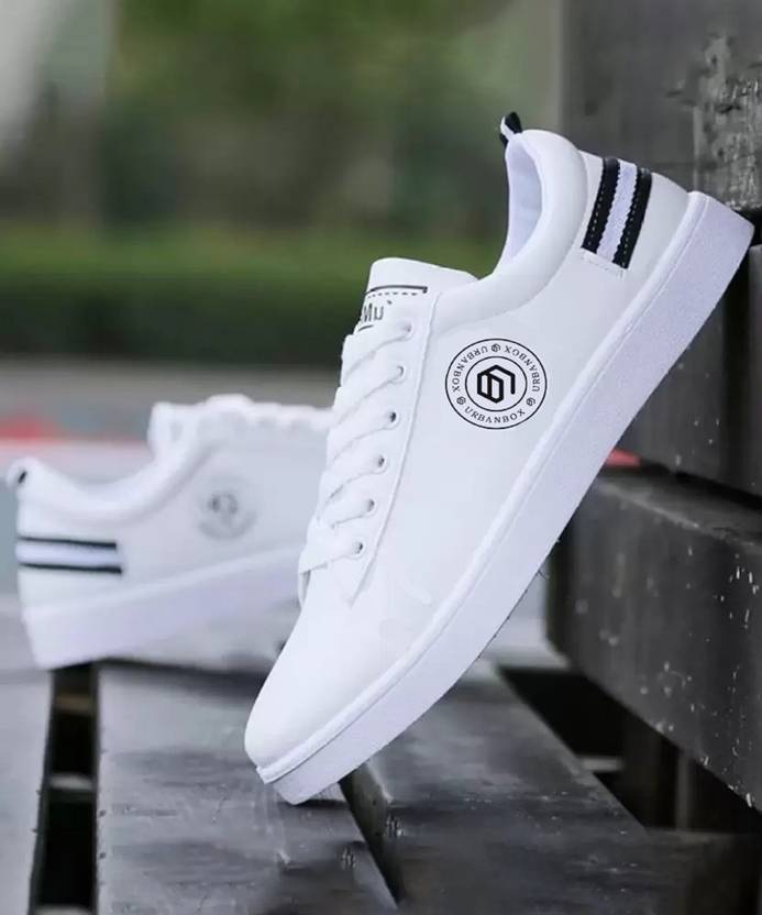 URBANBOX Sneakers For Men (White, Black , 7)