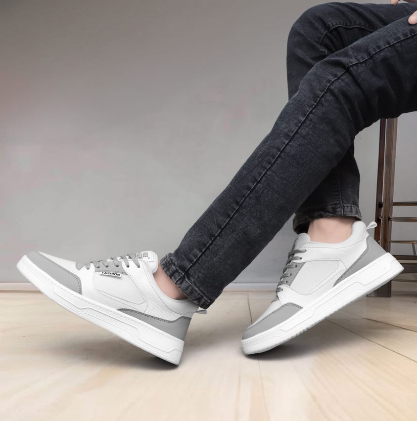 WHITE WALKERS Casual Sneakers Men White Grey 6 - Image 2