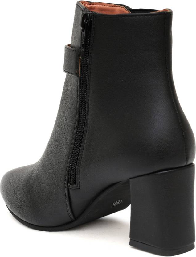 Block Heeled Ankle Boots Boots For Women  (Black)