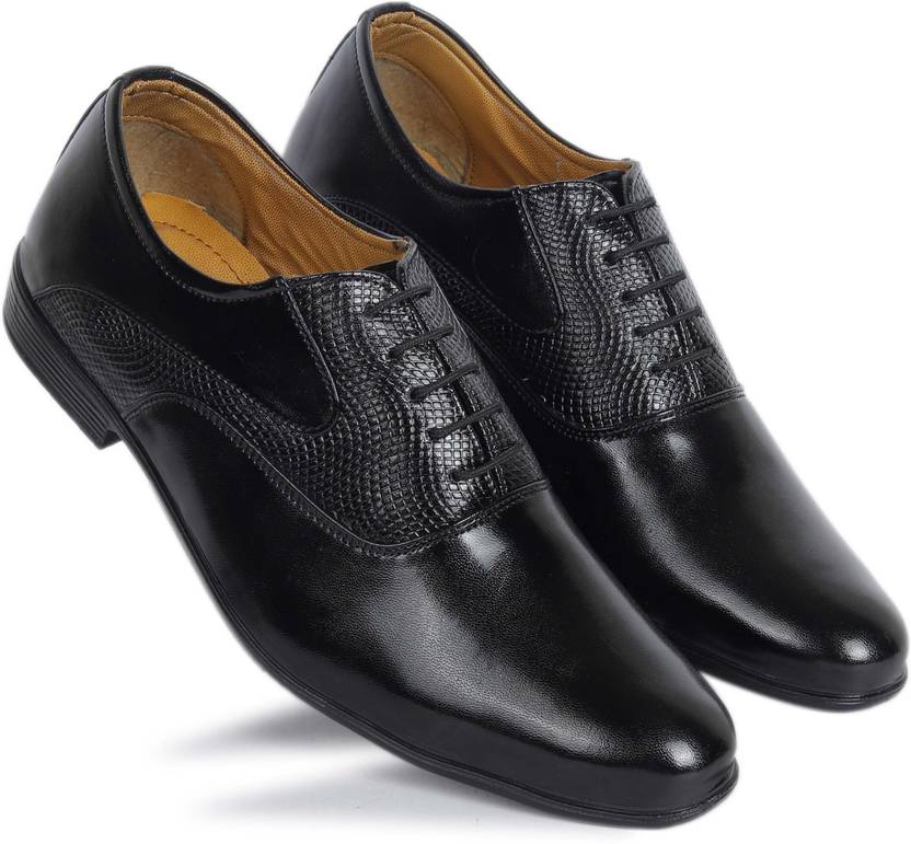 Black Synthetic Leather Lace up Lightweight Derby Formal Shoes For Men Lace Up For Women  (Black)