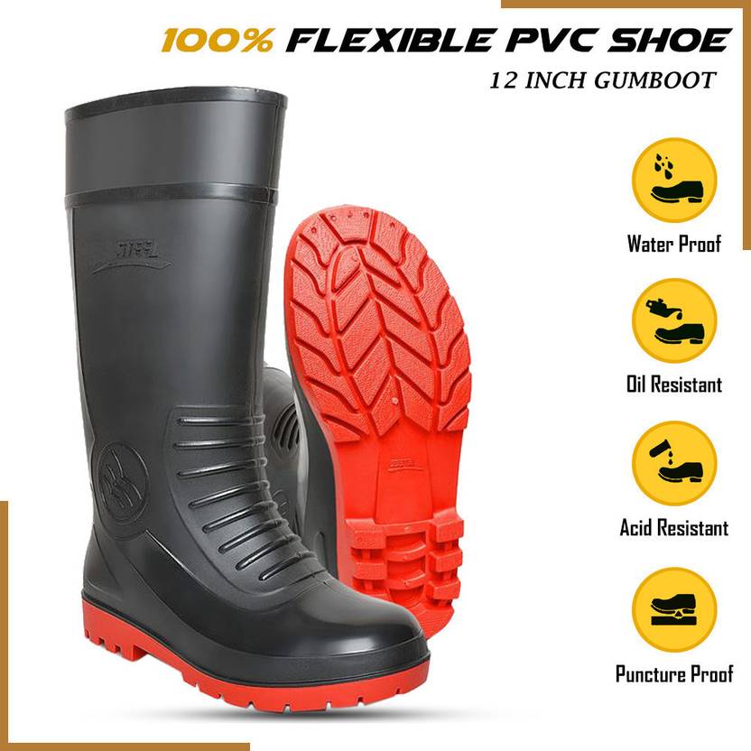 foot trends Safety Gumboots, 12-inch, Non-Metallic Toe Cap, Oil and Acid Resistant, Boots…