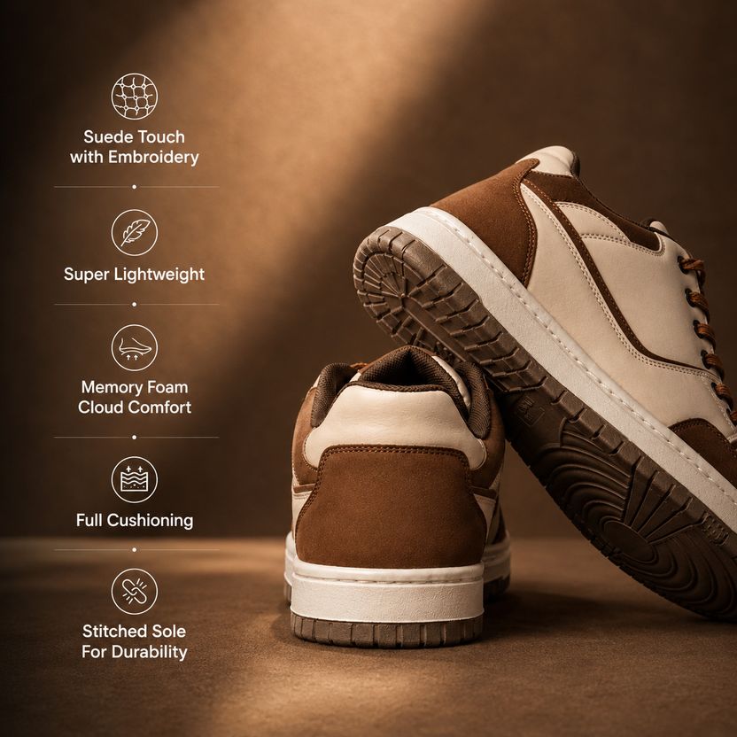 Volton Mocha Remix Brown Cream Sneakers - Image 3