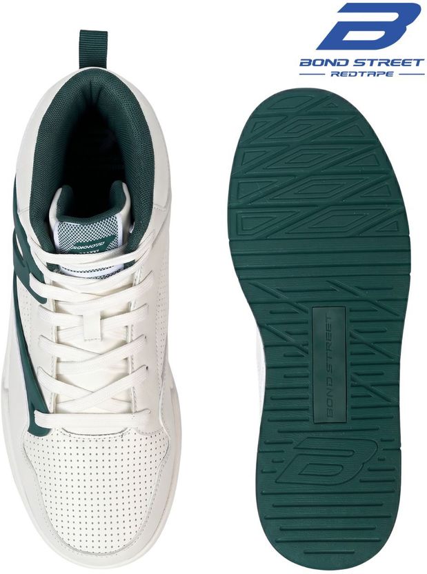 Bond Street By Red Tape Men White Green Sneakers Size 10 - Image 5