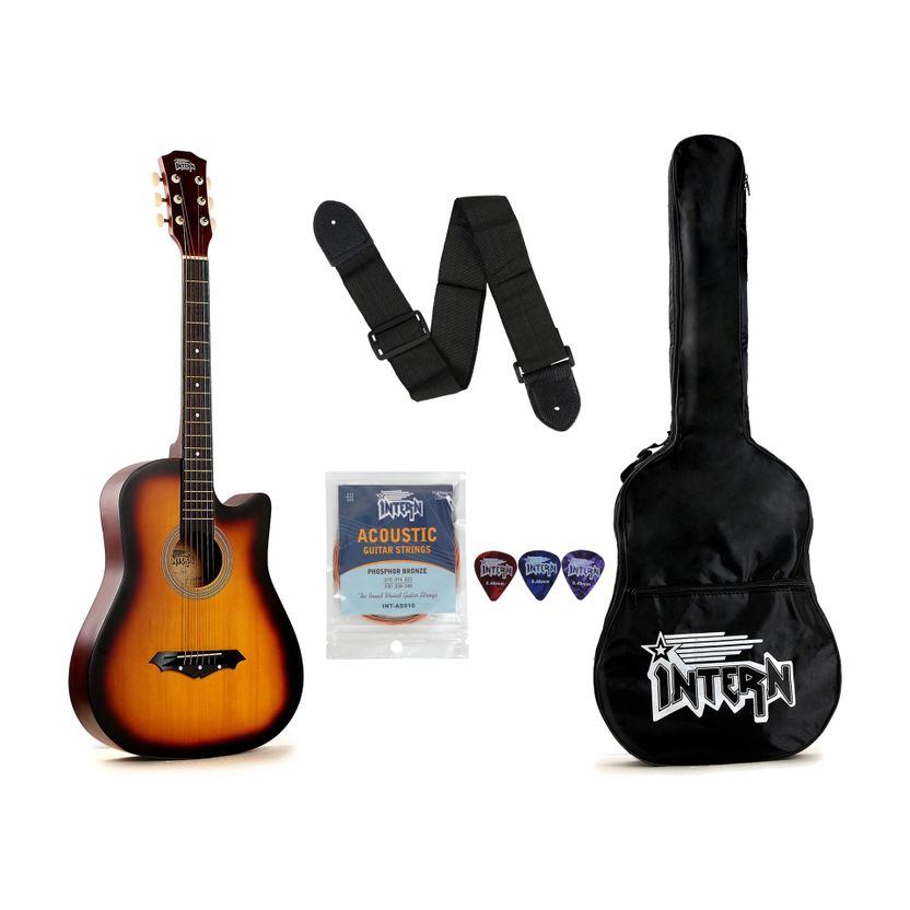 intern INT-38C-WH Acoustic Guitar Linden Wood - Image 10