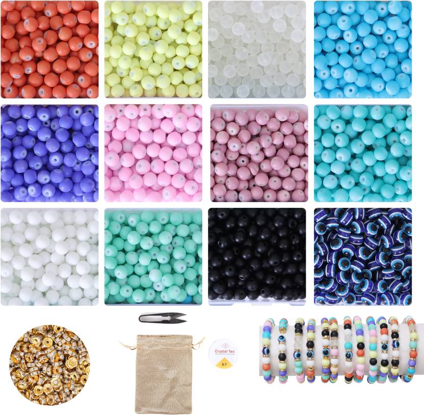 ambitieux New 12 matte glass beads with jute bag cutter and elastic