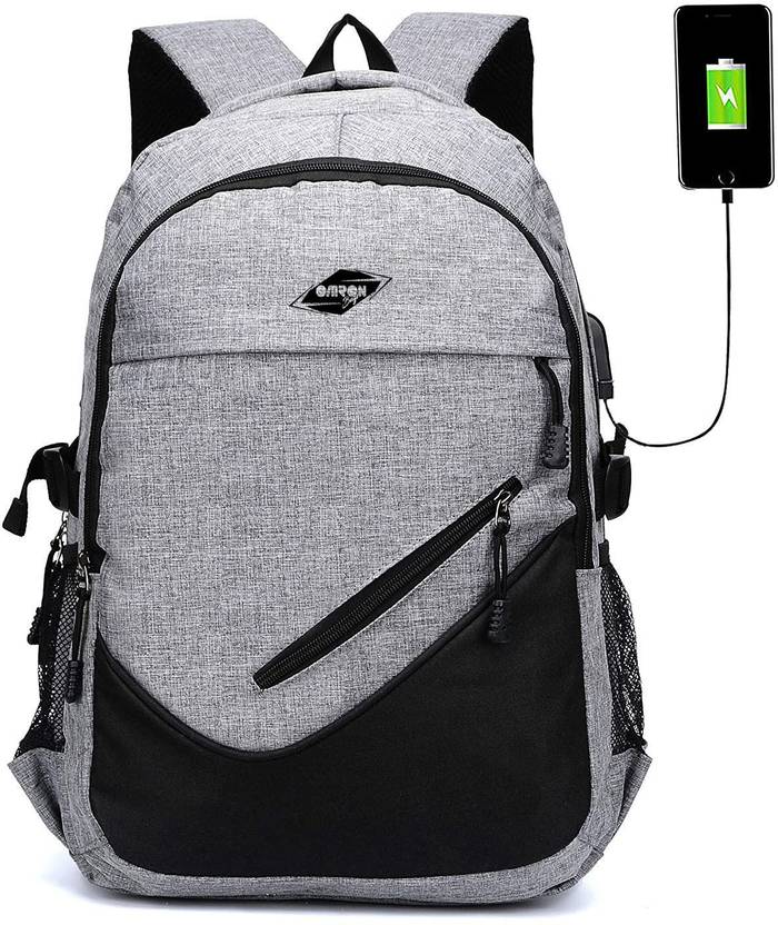 OMRON BAGS Laptop Backpack With Usb Charging Port, Water Resistant with