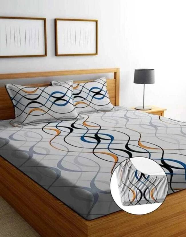 OLDENNA Cotton Double Flat 170 TC Printed 1 Bedsheet with 2 Pillow Covers