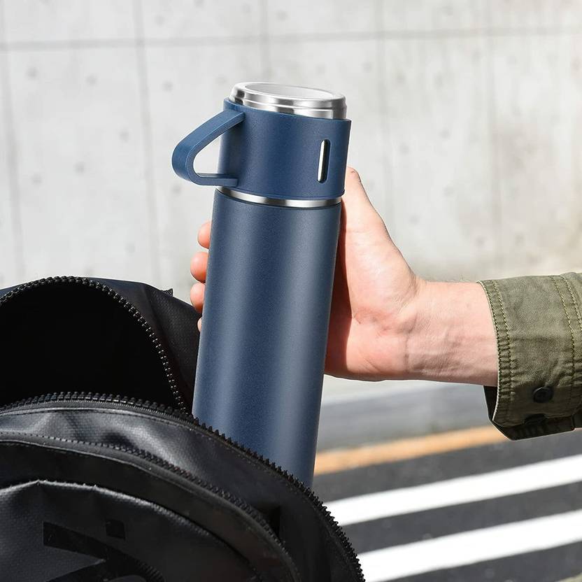 Steel Vacuum Flask Set with 3 Steel Cups Combo 500ml VF21 500 ml