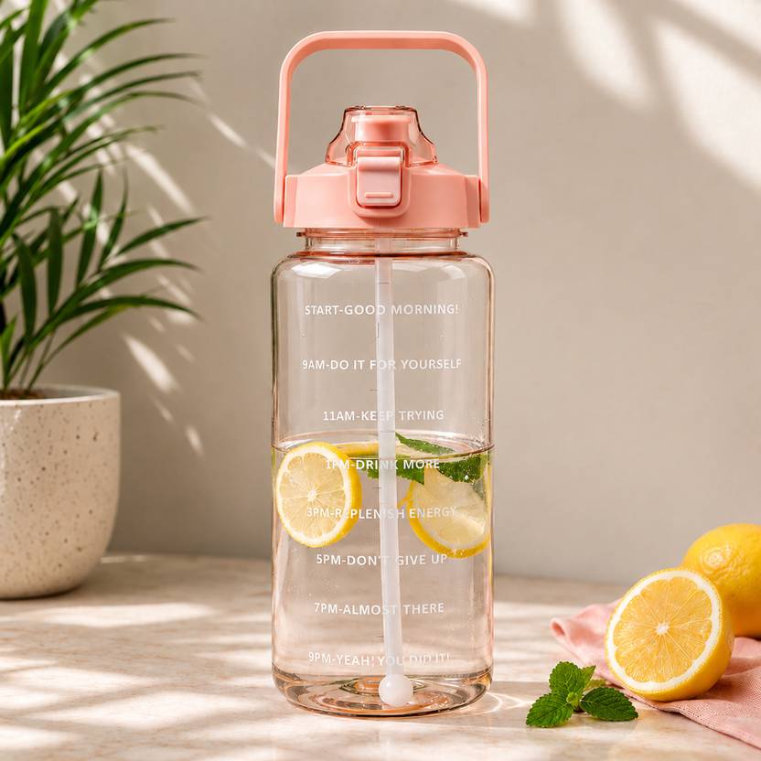 Jaspero 2ltr Motivational Leakproof Time Marker gym, School, Office, Travel Water Bottle 2000 ml Plastic Bottle