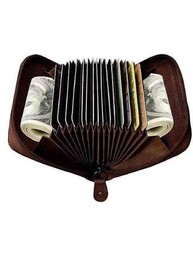 watchstar Men & Women Casual Brown Genuine Leather Card Holder