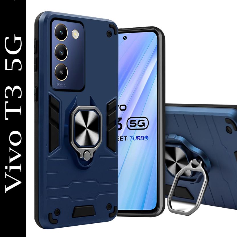 DefendX Vivo T3 5G Back Cover with Ring Holder - Image 1