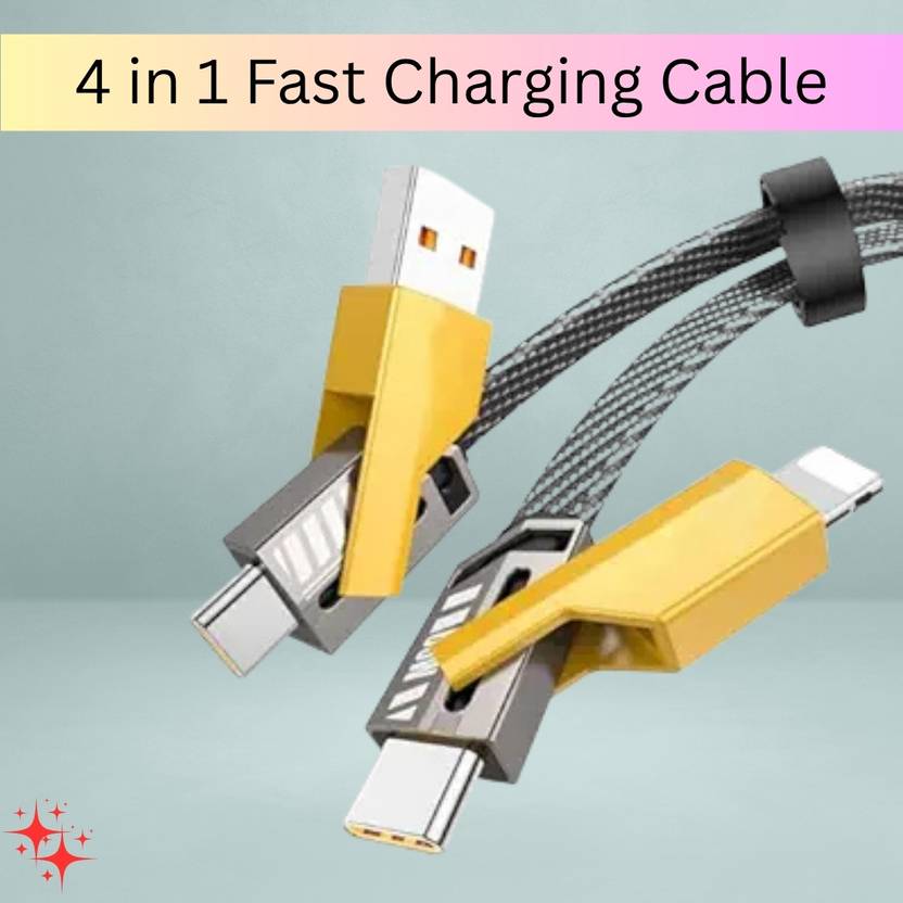 Clairbell 4-in-1 Cable 1 m 4 IN 1 Charging Cable, Multi Functional Fast Charging Cable For All DeviceSJ374