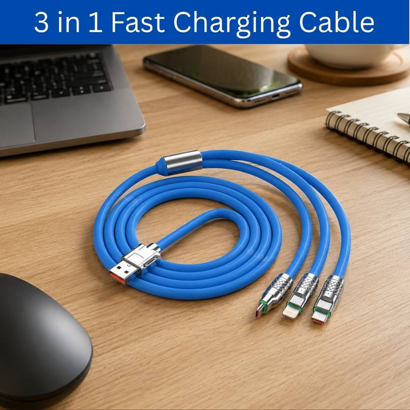 SYARA 3-in-1 Cable 1 m 3-in-1 Fast Charging Cable USB-A to Type-C, Lightning for Mobile & TabletsCK157