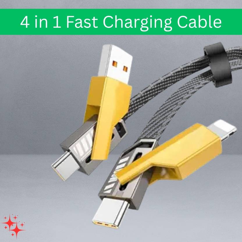 Clairbell 4-in-1 Cable 1 m 4 IN 1 Charging Cable, Multi Functional Fast Charging Cable For All DeviceSJ314