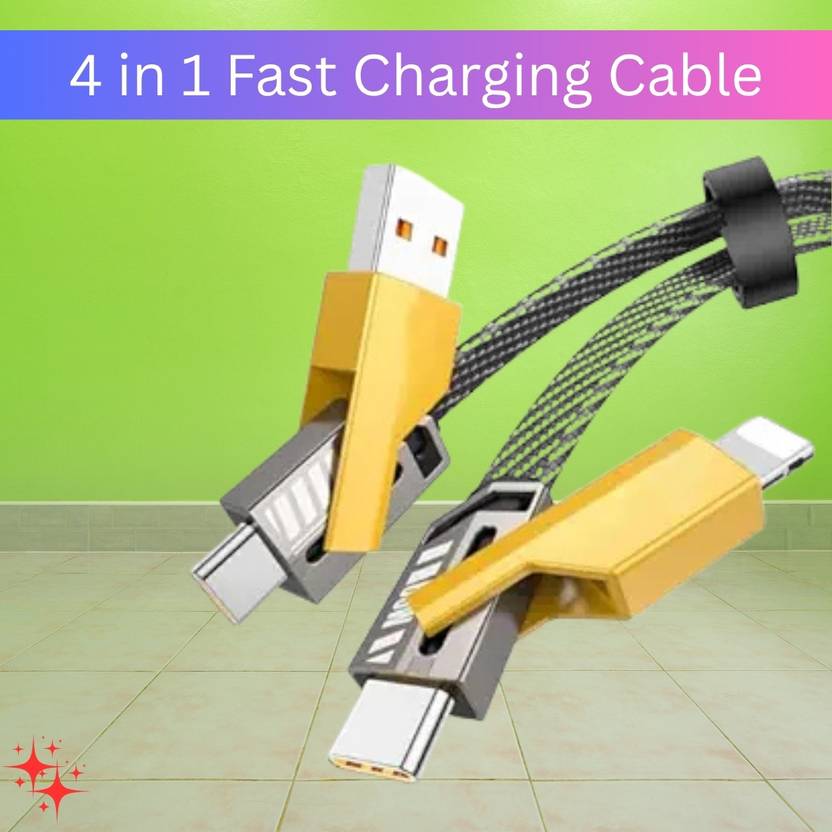 Clairbell 4-in-1 Cable 1 m 4 IN 1 Charging Cable, Multi Functional Fast Charging Cable For All DeviceSJ274