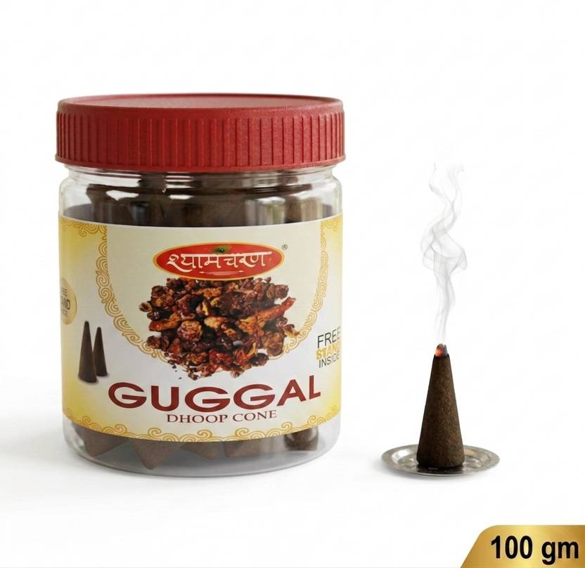 shyamcharan Pooja Dhoop Sticks Premium Guggal Jar 100Gm | No Bamboo | No Charcoal Guggul Dhoop