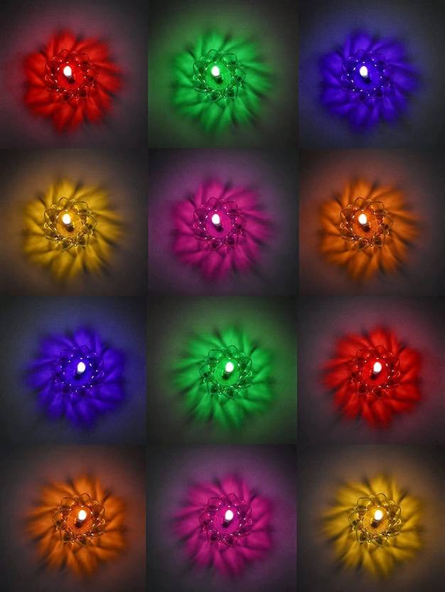 CraftVatika 3D Transparent Reflection Reusable Floating Diya Set of 12 for Diwali Decoration Plastic (Pack of 12) Table Diya Set
