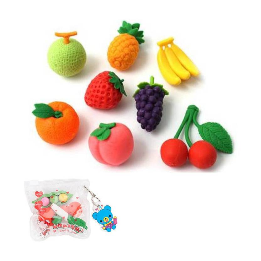 AncientKart Fancy Eraser Fruit Style Set of 8 Non-Toxic Eraser
