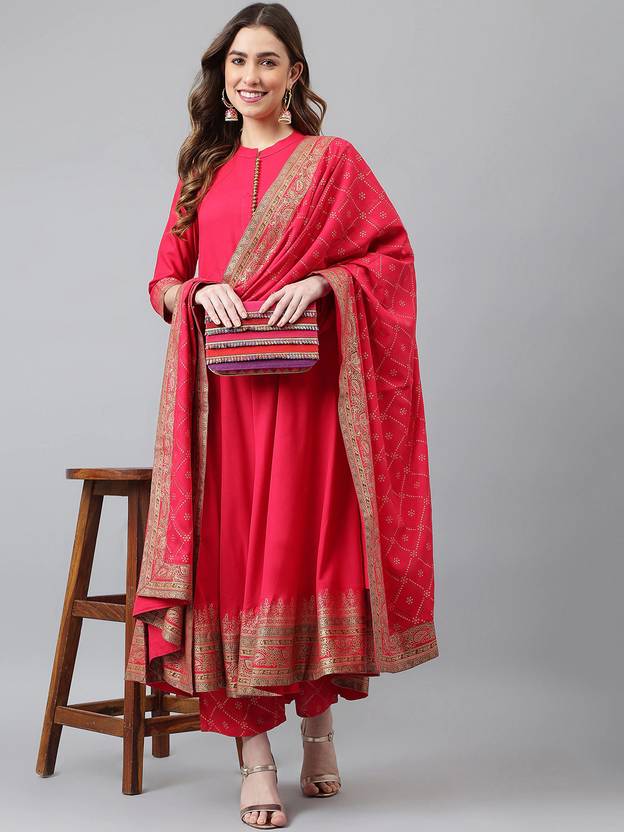 Jaitpuriya fashion Women Viscose Rayon Kurta Palazzo Dupatta Set