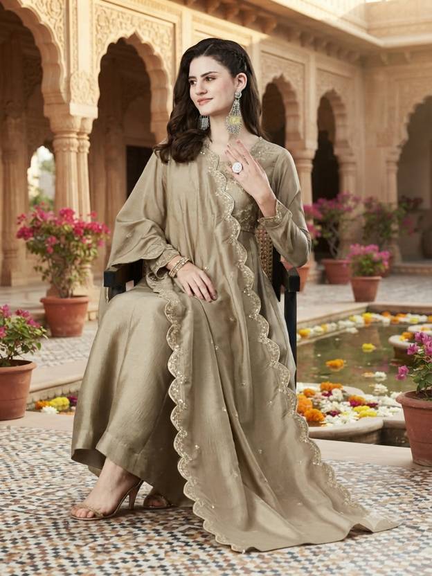 ARVILAS Embroidered Kurta, Trouser/Pant & Dupatta Set