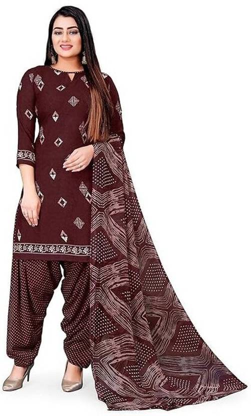 adfab Crepe Printed Kurta & Patiyala Material