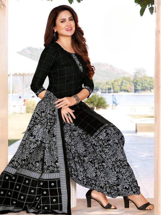 adfab Crepe Printed Kurta & Patiyala Material