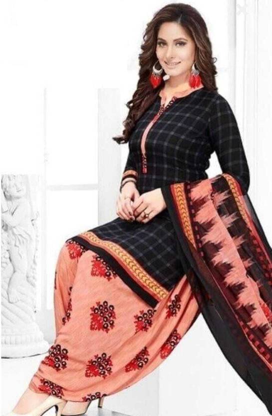 adfab Crepe Printed Kurta & Patiyala Material