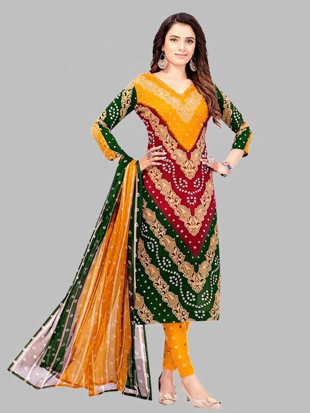 ANJAVI FASHION Unstitched Crepe Salwar Suit Material Printed