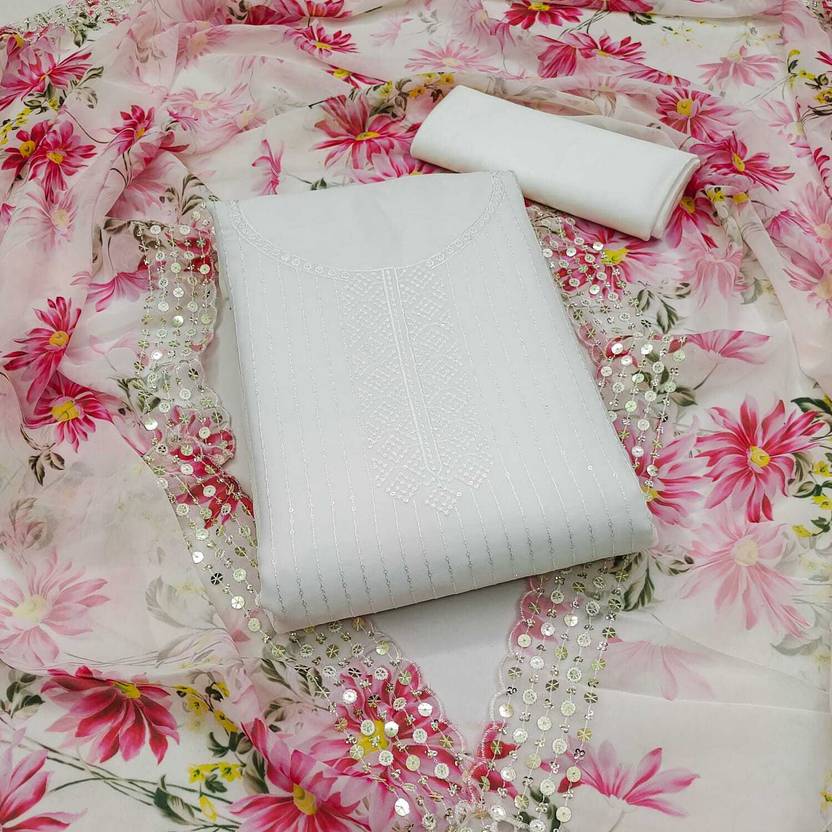 Unstitched Georgette Salwar Suit Material Floral Print, Embellished