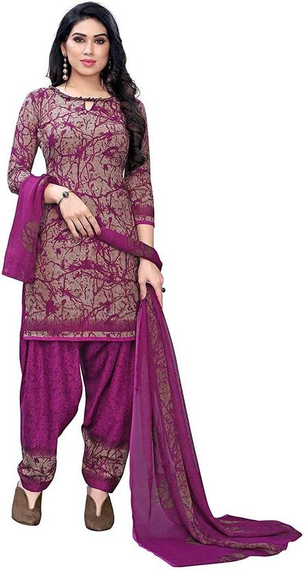 ANJAVI FASHION Unstitched Crepe Salwar Suit Material Floral Print