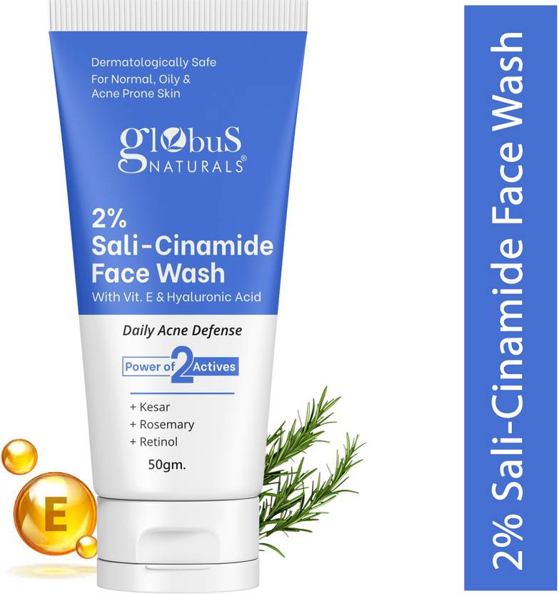 Globus Naturals 2% Sali-Cinamide  Enriched with Hyaluronic Acid & Vitamin-E Suitable for All Skin Types Face Wash