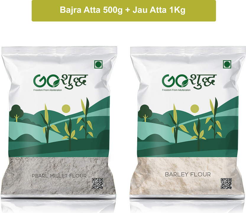 Goshudh Bajra Atta 500g & Jau Atta 1Kg Combo Pack 1500g