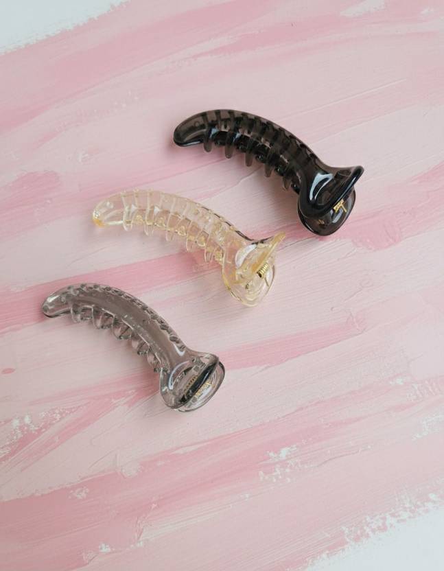 ANOUK Medium Size Banana Hair Claw Clip Clutcher Set|Korean Design|Pack of 3| Banana Clip