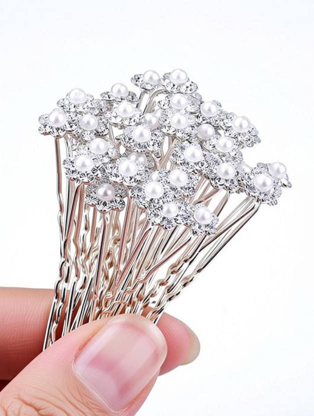 NT Traders Beautiful Pearl Jewelry Bridal Juda Pins 12 pcs (White) Hair Accessory Set