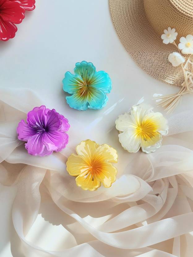 SZN Tropical Hibiscus Flower Shape Hair Claw Clip for Girls Hair Clip