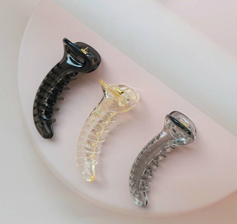 ANOUK Medium Size Banana Hair Clutcher Korean Design Hair Claw Clip Set |Pack of 3| Banana Clip