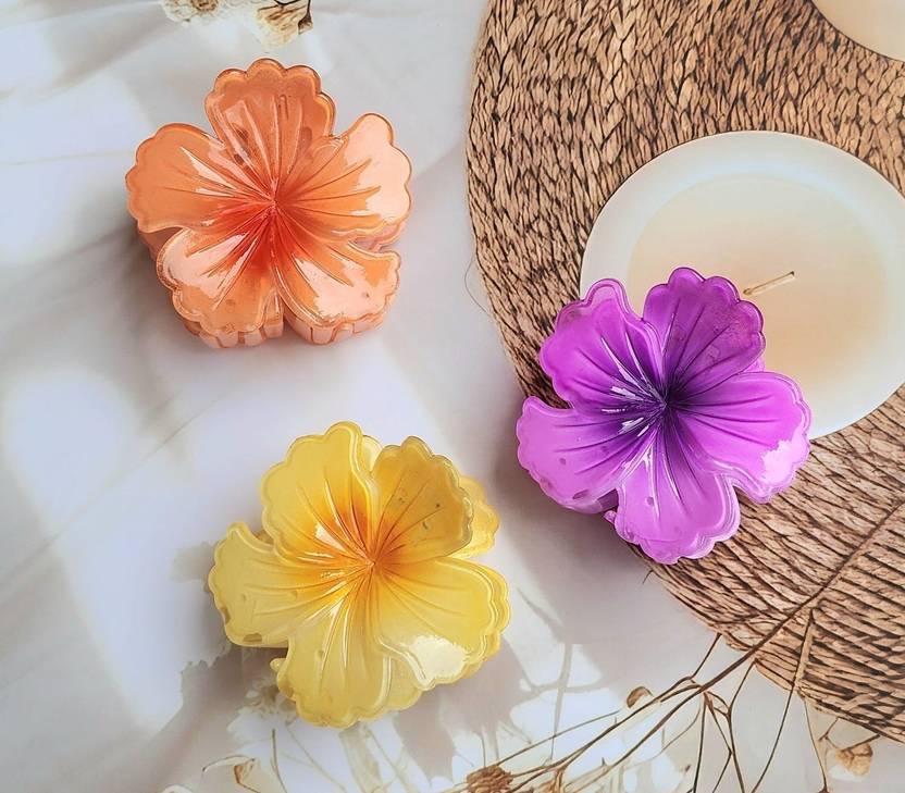 Glitchez Multicolor Blossom Design Plastic Hair Clutcher Set Hair Claw