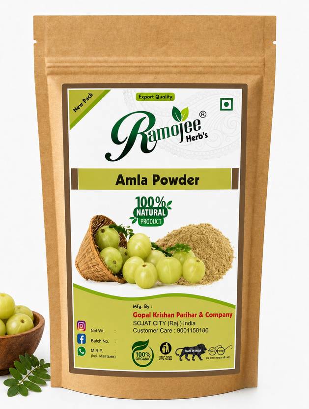 Ramojee Herb's NATURAL AMLA POWDER 100GM PACKET
