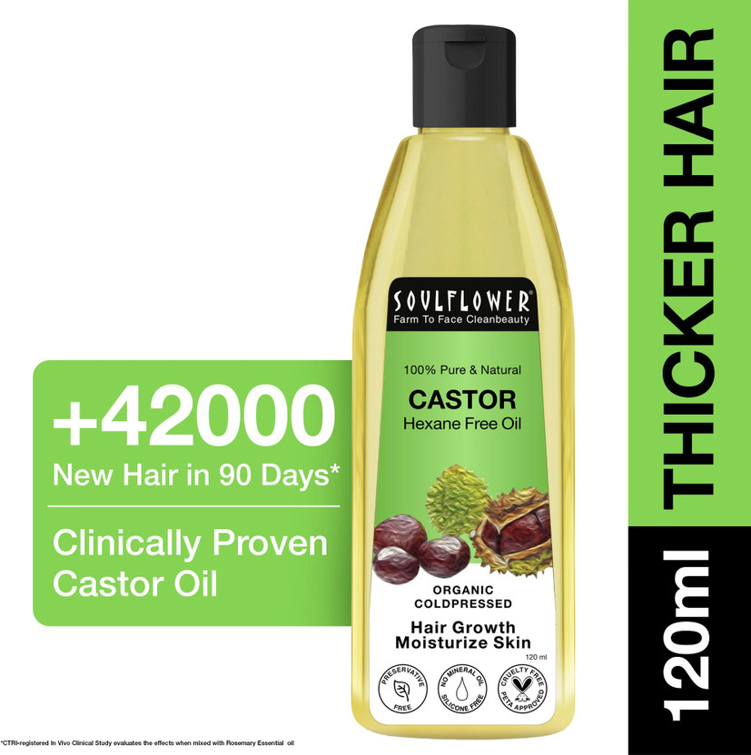 Soulflower Castor Oil for Hair Growth, Fall Control, Skin