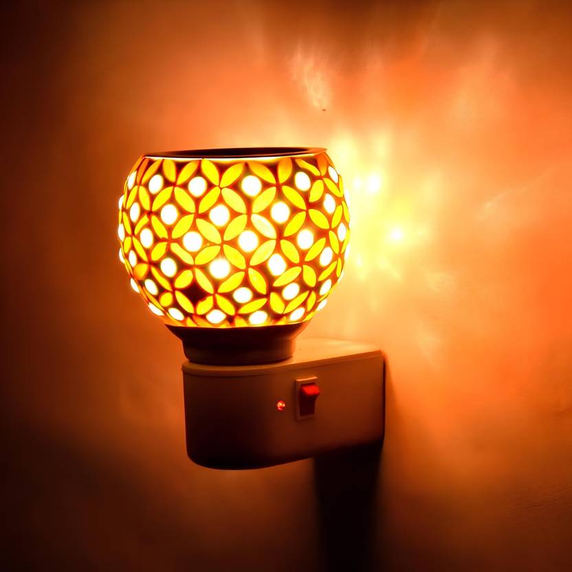 BFAAST Stylish LED Kapoor Dani Aroma Oil Diffuser | Burner with Switch & Night Light Glass, Plastic Incense Holder