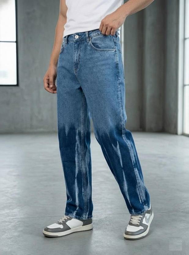 FUDE PRIDE Men Loose Fit Mid Rise Dark Blue Jeans