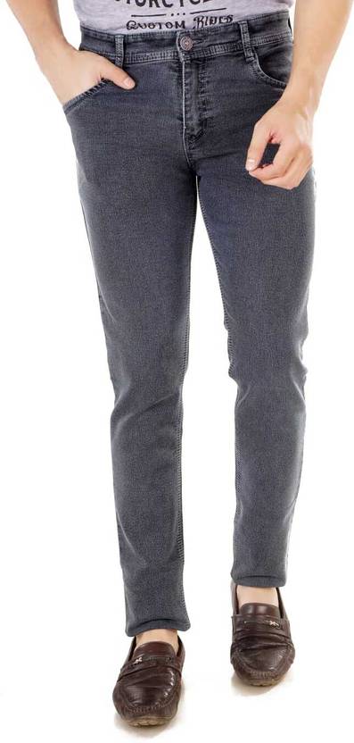 BASE-CROWD Men Regular Mid Rise Grey Jeans