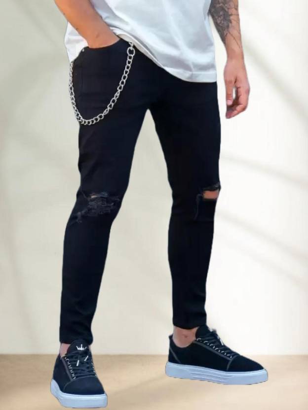 linaria Men Skinny Mid Rise Black Jeans
