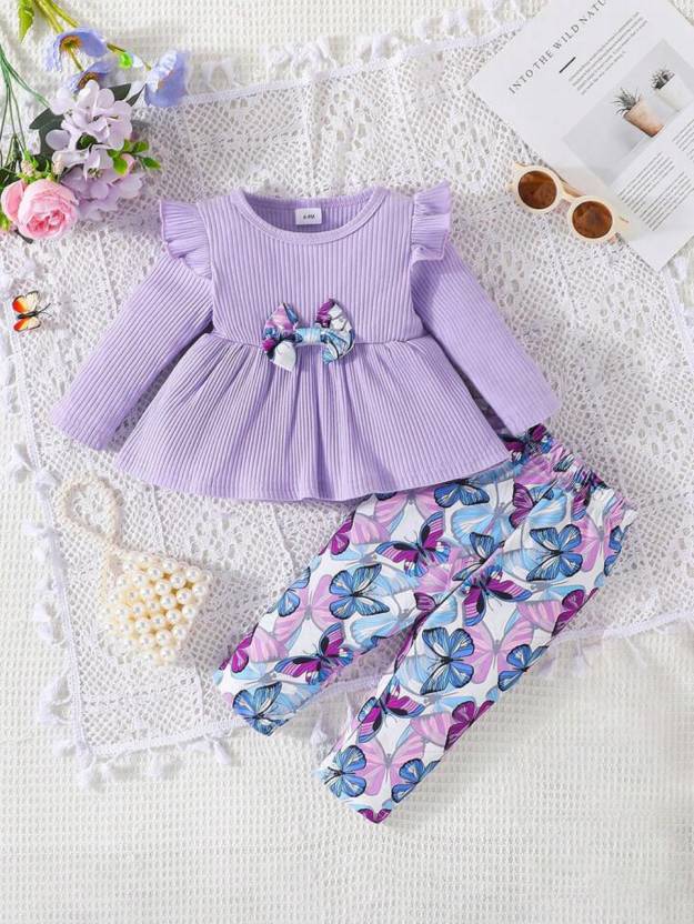 BHOOLKU Baby Girls Party(Festive) Top Trouser